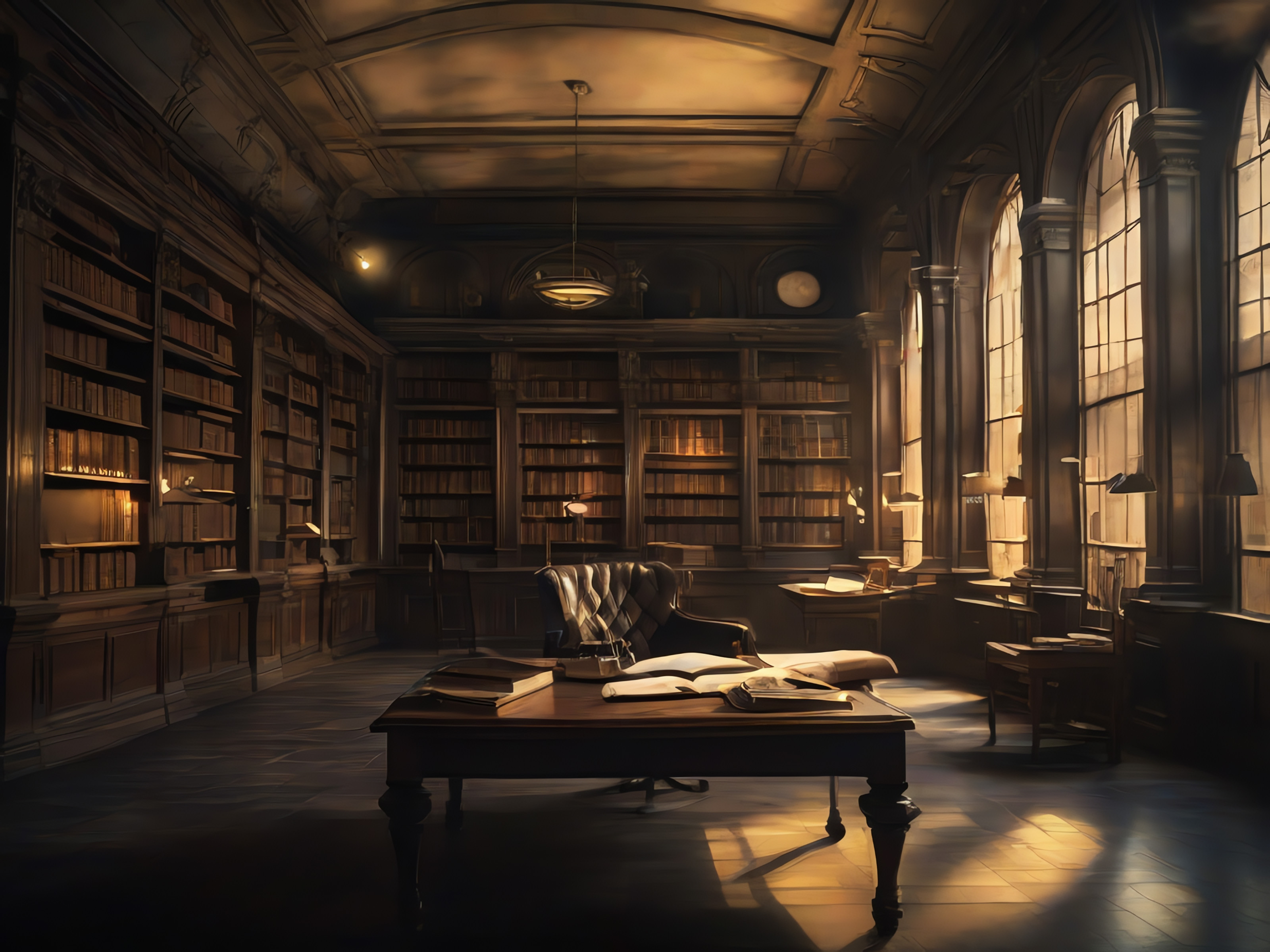 Image of an old research library, filled with books but devoid of people